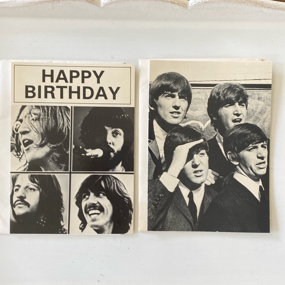 Vintage Beatles Greeting Cards with Envelopes, Happy Birthday & Blank 5”x7” - Picture 1 of 13